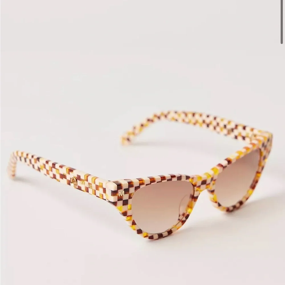 Mosaic Check Cat-Eye Machete Sunglasses